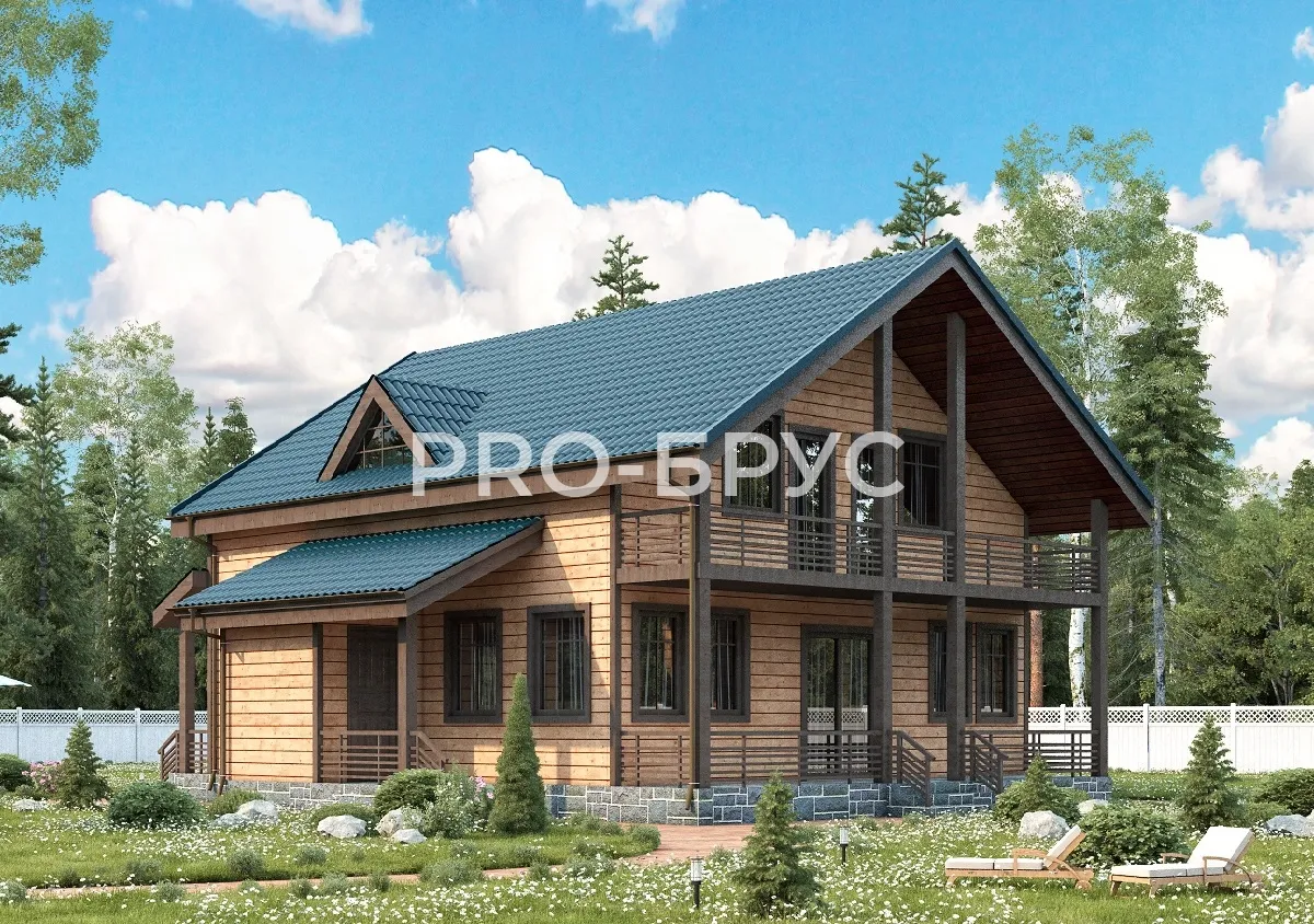 Проект дома из бруса - 12х12 - «Большие Вязёмы» - 250 м² - главный вид