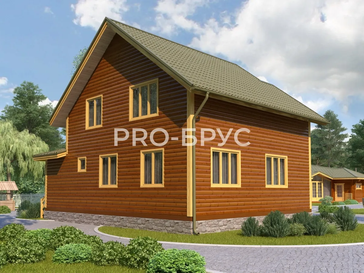 Проект дома из бруса - 9х10 - «Деденево» - 129 м² - вид слева