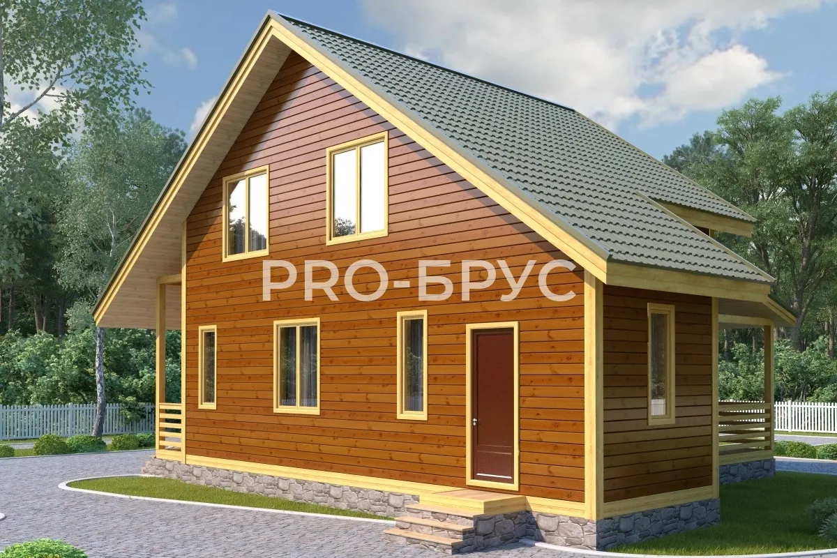 Проект дома из бруса - 10х12 - «Дорохово» - 132 м² - вид слева