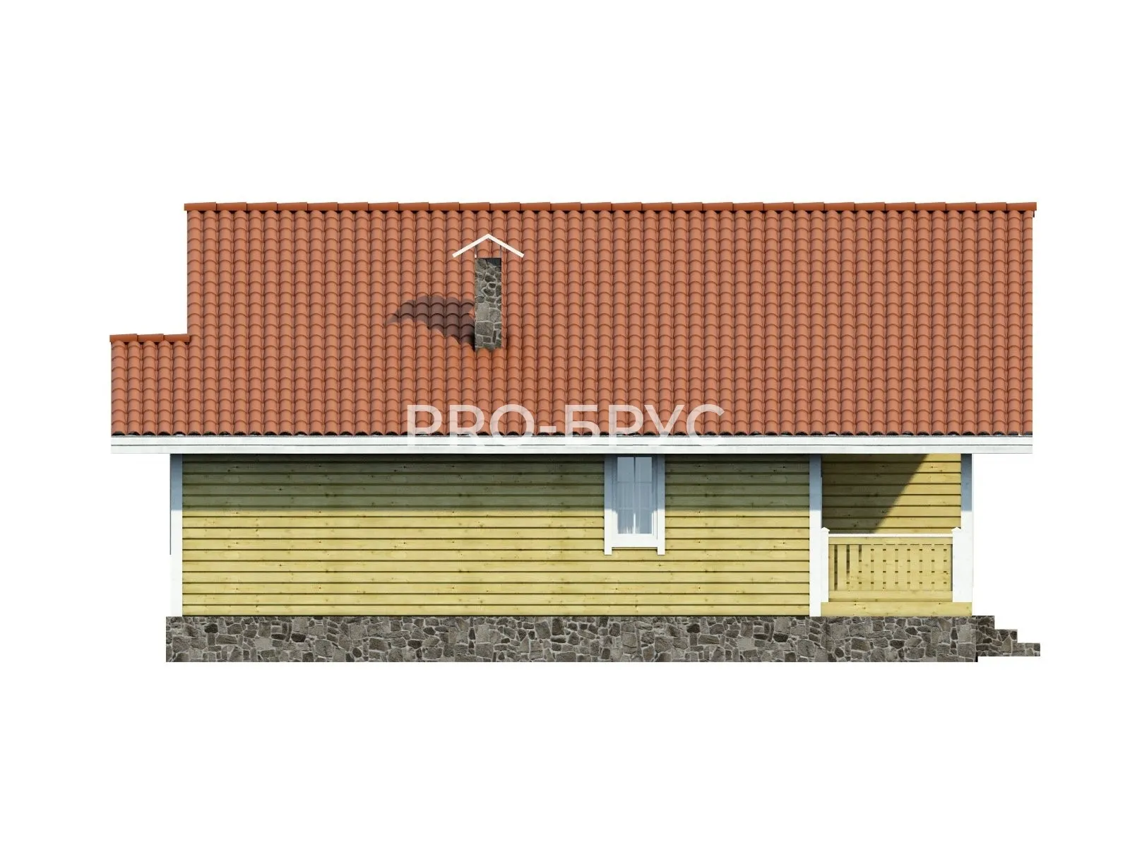 Проект дома из бруса - 10х10 - «Калининец» - 88 м² - вид слева