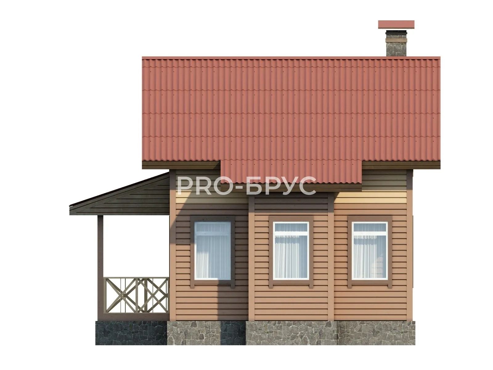 Проект дома из бруса - 7х8 - «Кратово» - 71 м² - вид справа