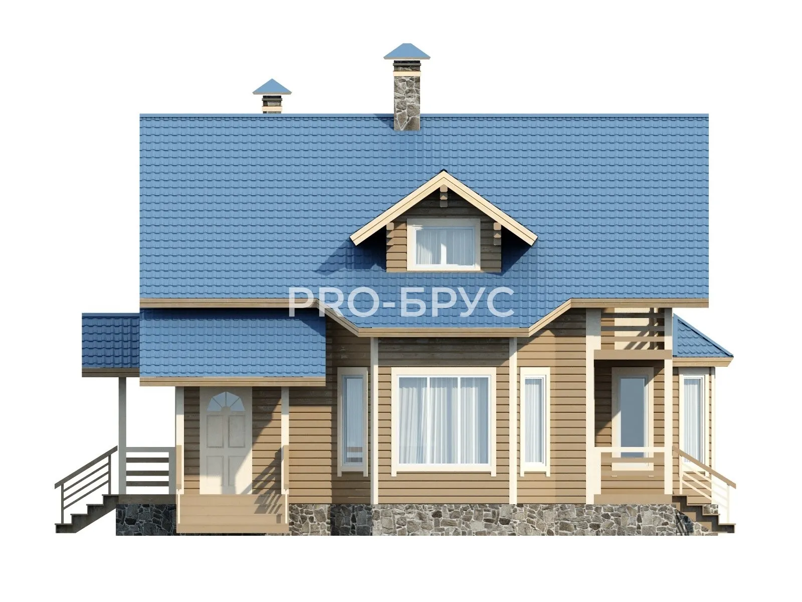 Проект дома из бруса - 9х10 - «Красково» - 148 м² - вид слева