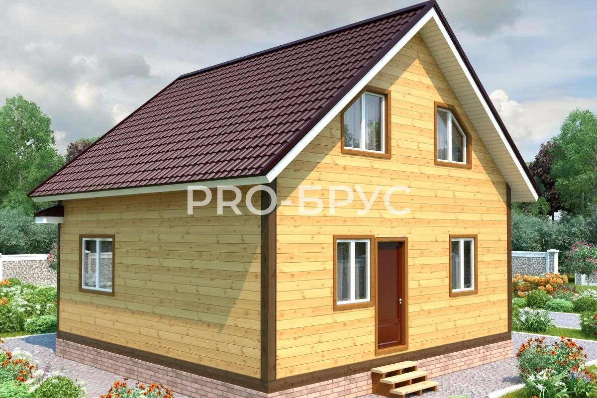 Проект дома из бруса - 7х8 - «Лесной Городок» - 97 м² - вид слева