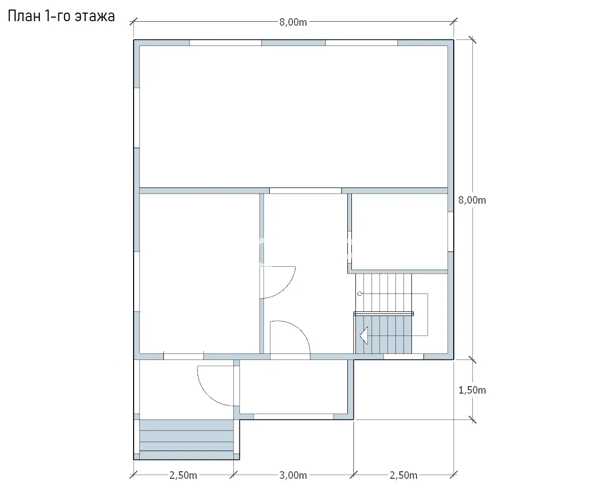 Проект дома из бруса - 8х9 - «Лотошино» - 128 м² - планировка первого этажа