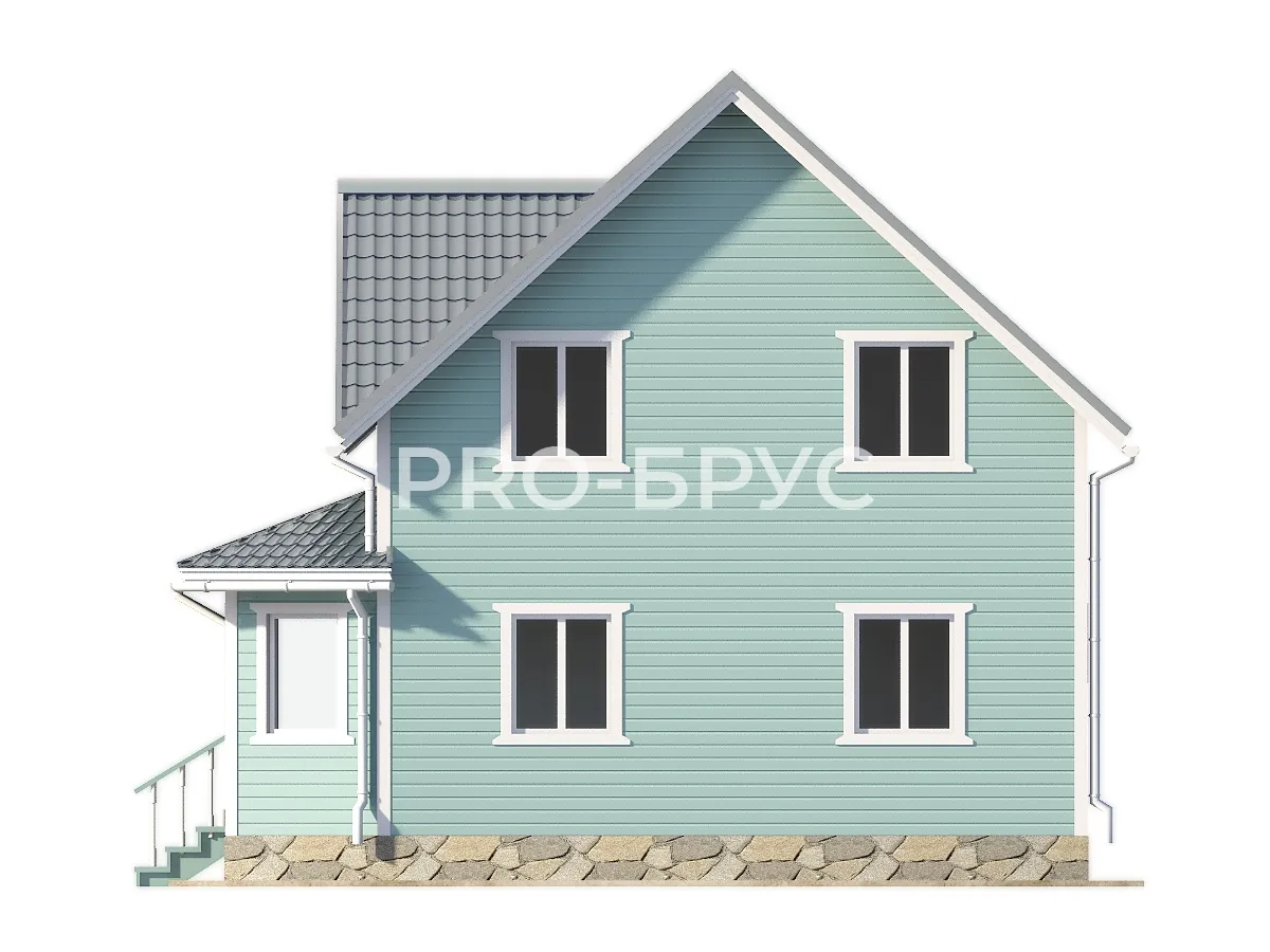 Проект дома из бруса - 8х8 - «Михнево» - 104 м² - вид слева