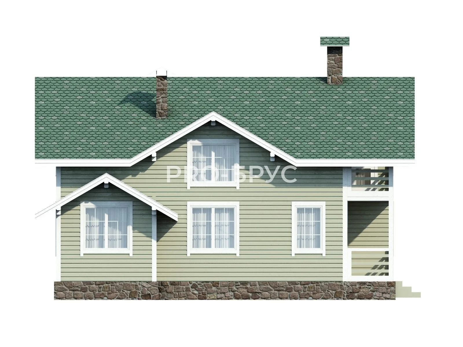 Проект дома из бруса - 9х11 - «Новопетровское» - 150 м² - вид слева