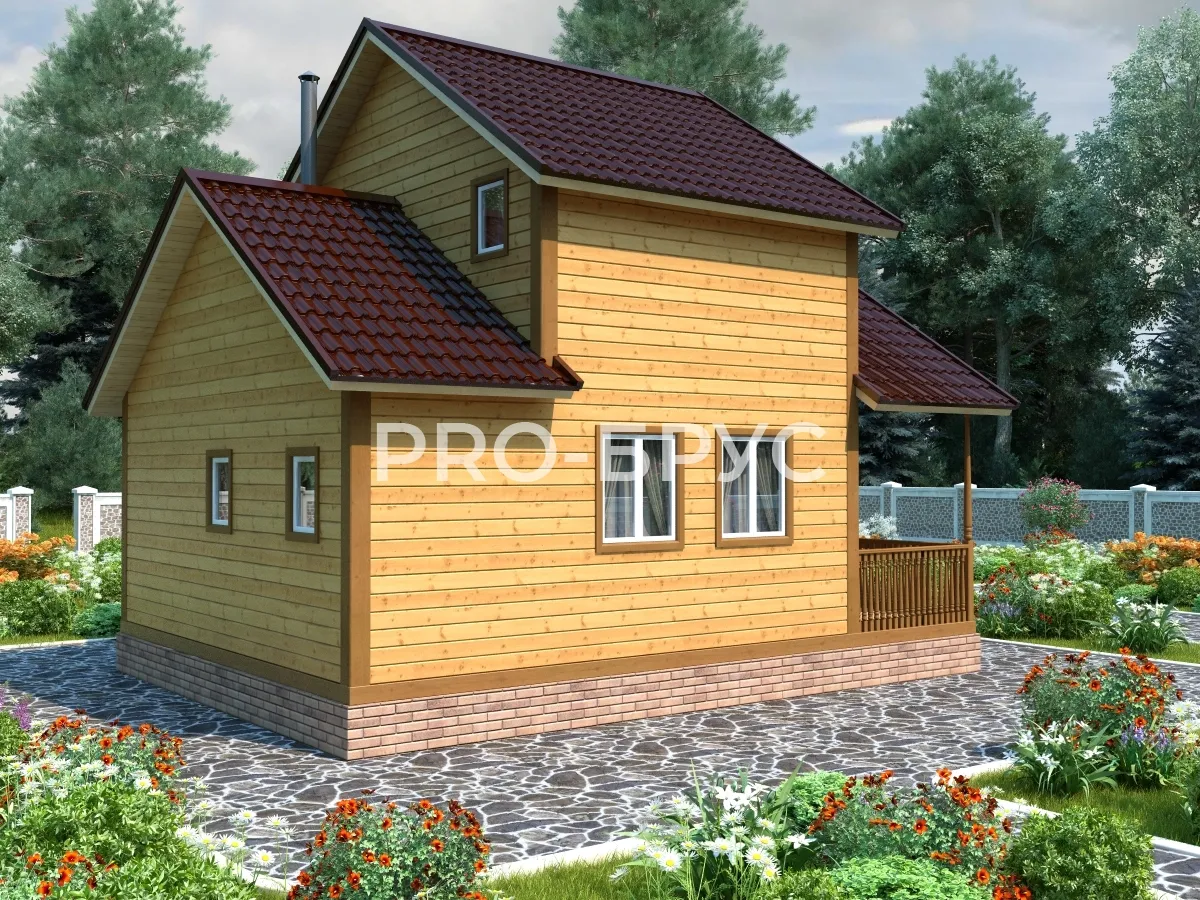 Проект дома из бруса - 6х8 - «Радовицкий» - 72 м² - вид сзади