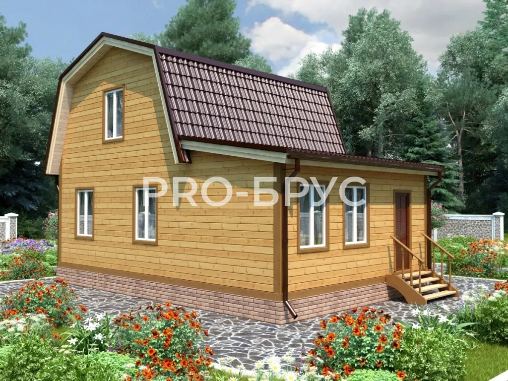 Проект дома из бруса - 6х9 - «Свердловский» - 79 м² - вид сзади