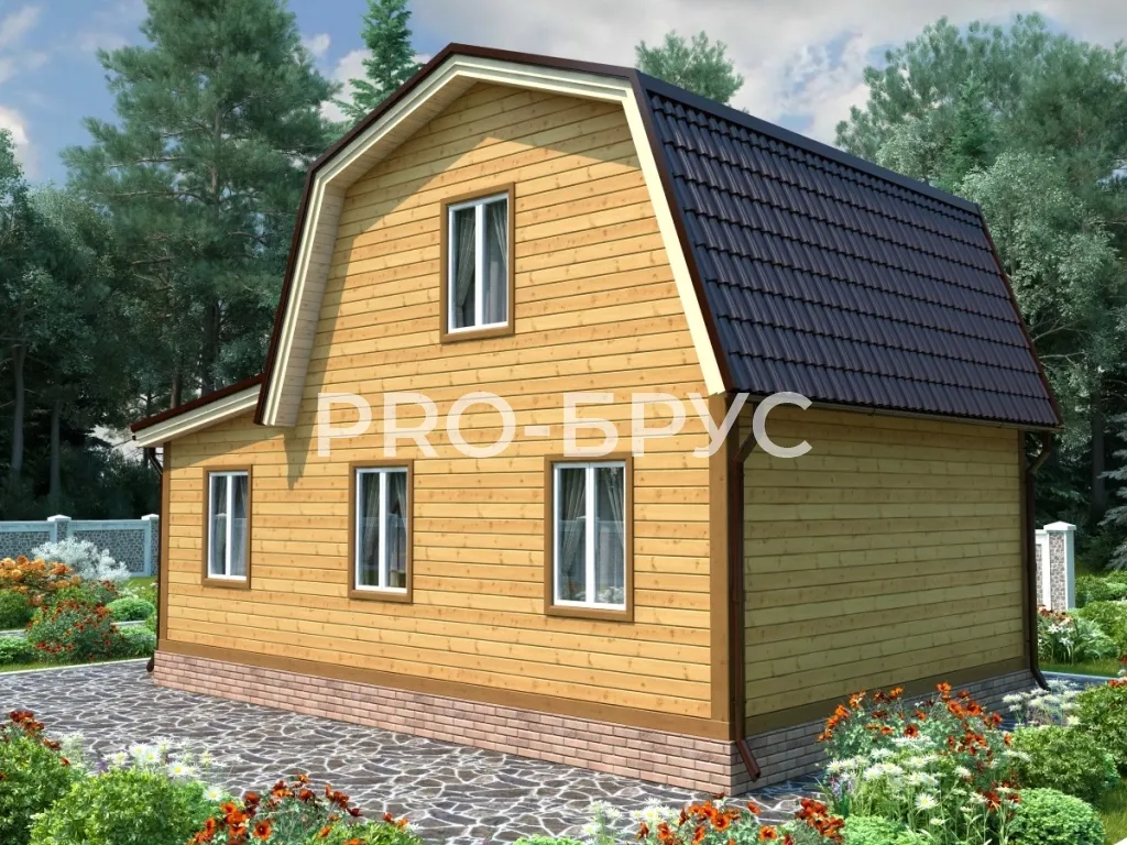 Проект дома из бруса - 6х9 - «Свердловский» - 79 м² - вид спереди