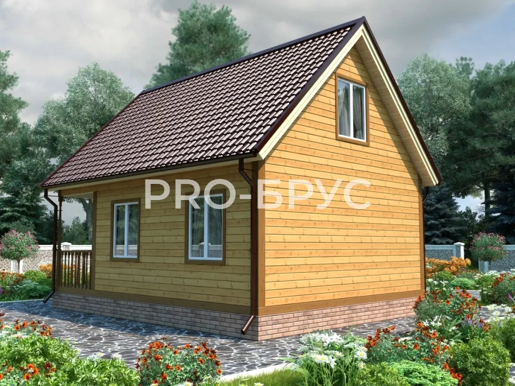 Проект дома из бруса - 6х8 - «Серебряные Пруды» - 80 м² - вид сзади