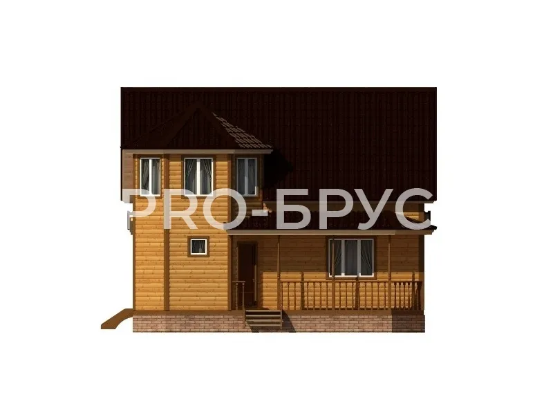 Проект дома из бруса - 8х9 - «Тучково» - 133 м² - вид спереди