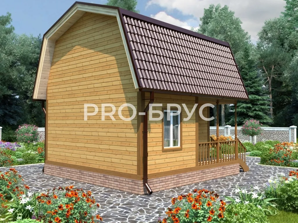 Проект дома из бруса - 6х6 - «Фосфоритный» - 61 м² - вид сзади