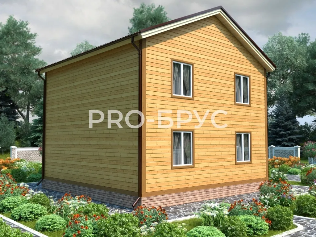 Проект дома из бруса - 8х8 - «Шатурторф» - 126 м² - вид слева