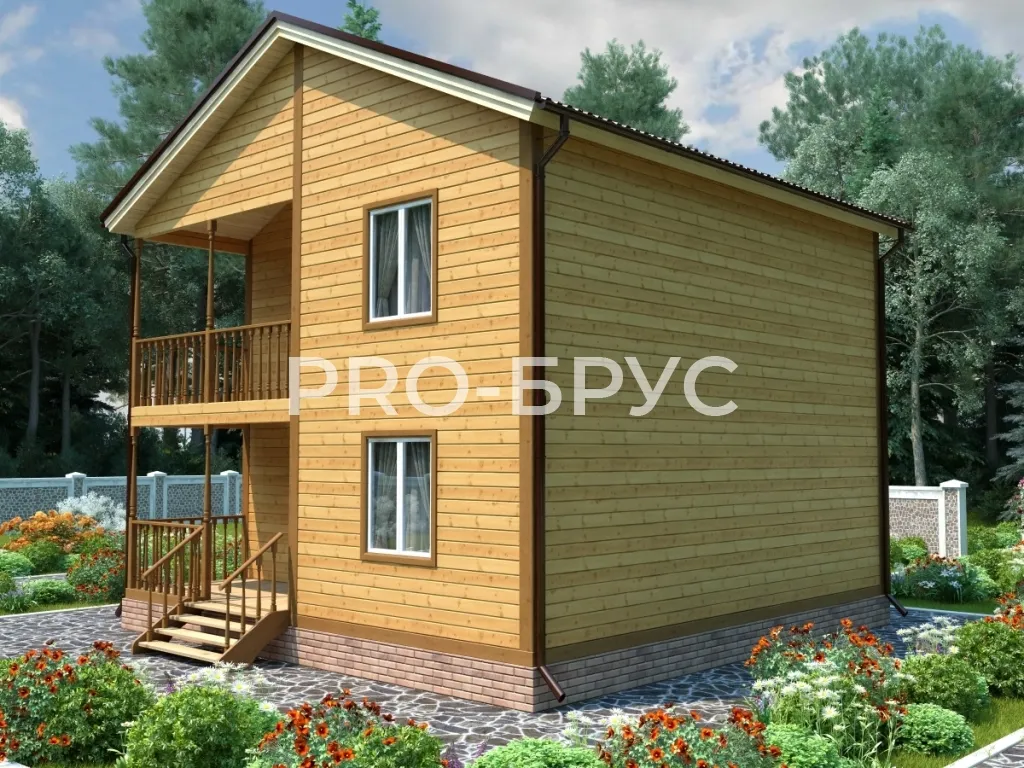 Проект дома из бруса - 8х8 - «Шатурторф» - 126 м² - вид сзади