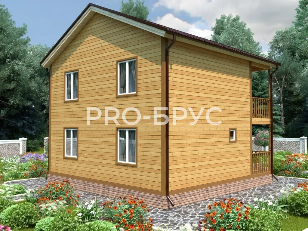 Проект дома из бруса - 8х8 - «Шатурторф» - 126 м² - вид спереди