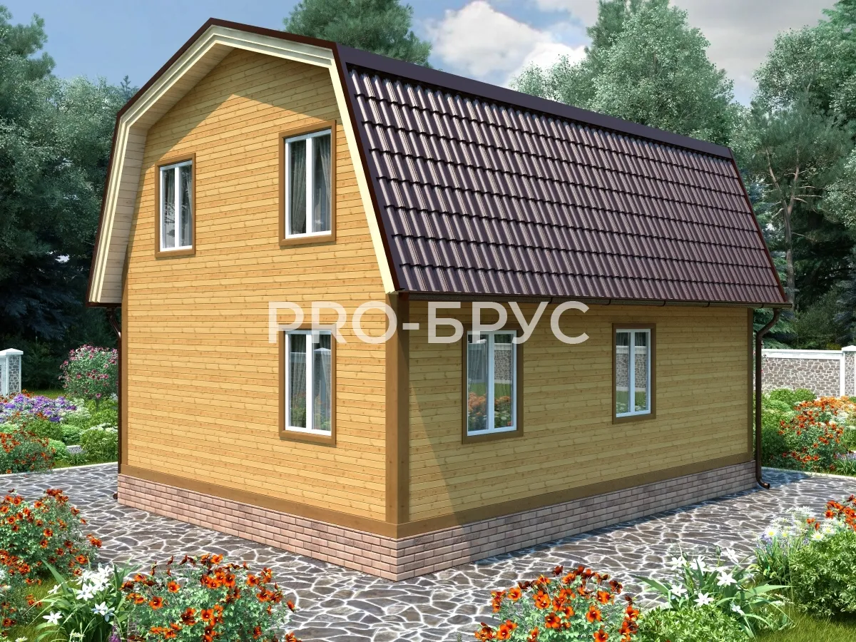 Проект дома из бруса - 6х8 - «Ильинское» - 84 м² - вид слева