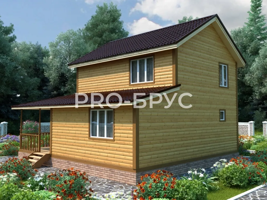 Проект дома из бруса - 8х9 - «Константиново» - 121 м² - вид слева