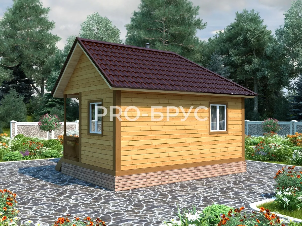 Проект дома из бруса - 6х6 - «Кудиново» - 32 м² - вид слева