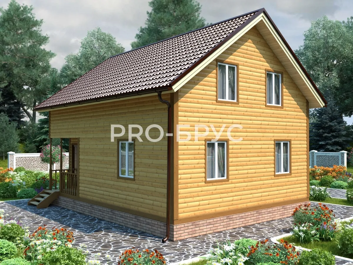 Проект дома из бруса - 7х9 - «Речицы» - 123 м² - вид сзади