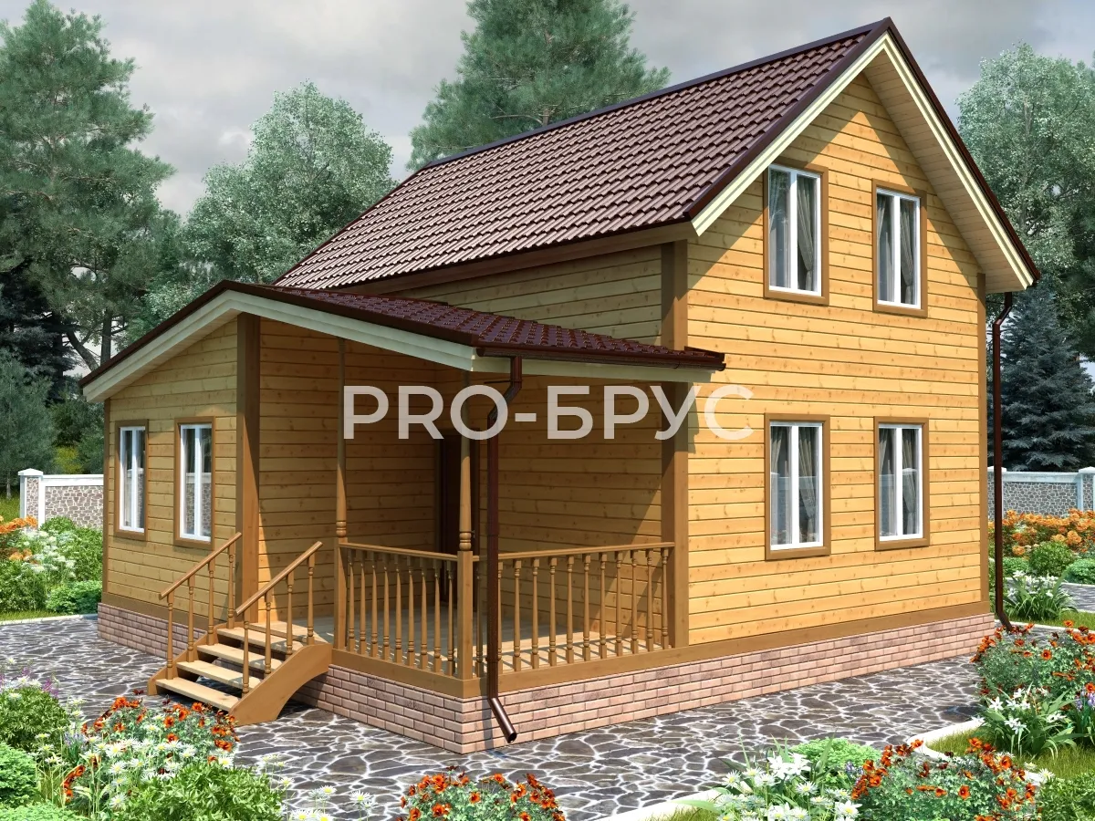Проект дома из бруса - 8х8 - «Атепцево» - 106 м² - главный вид