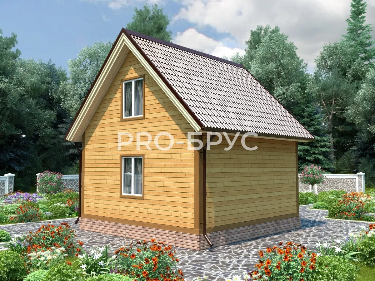 Проект дома из бруса - 6х6 - «Тарасовка» - 70 м² - вид сзади
