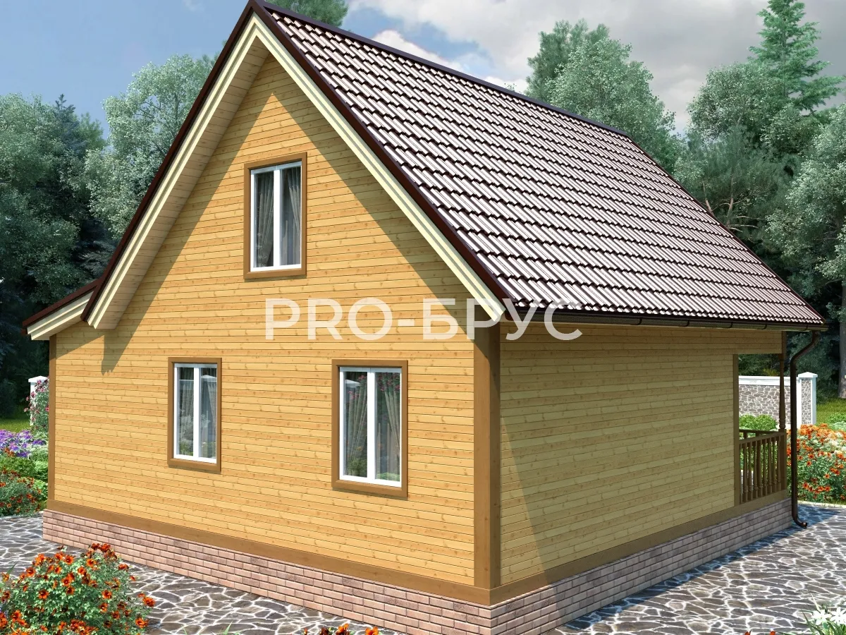 Проект дома из бруса - 8х8 - «Крёкшино» - 90 м² - вид сзади