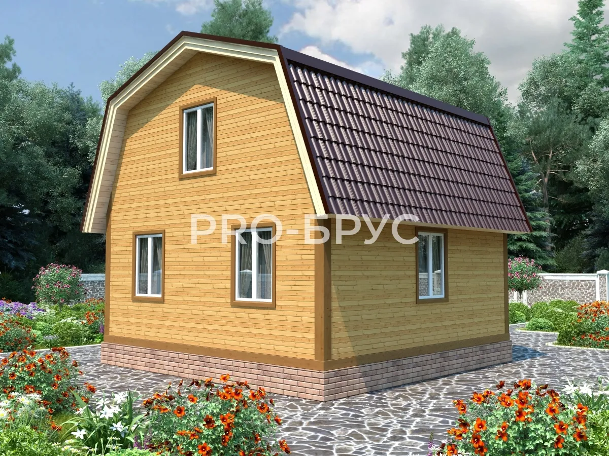 Проект дома из бруса - 6х6 - «Большое Сареево» - 64 м² - вид слева