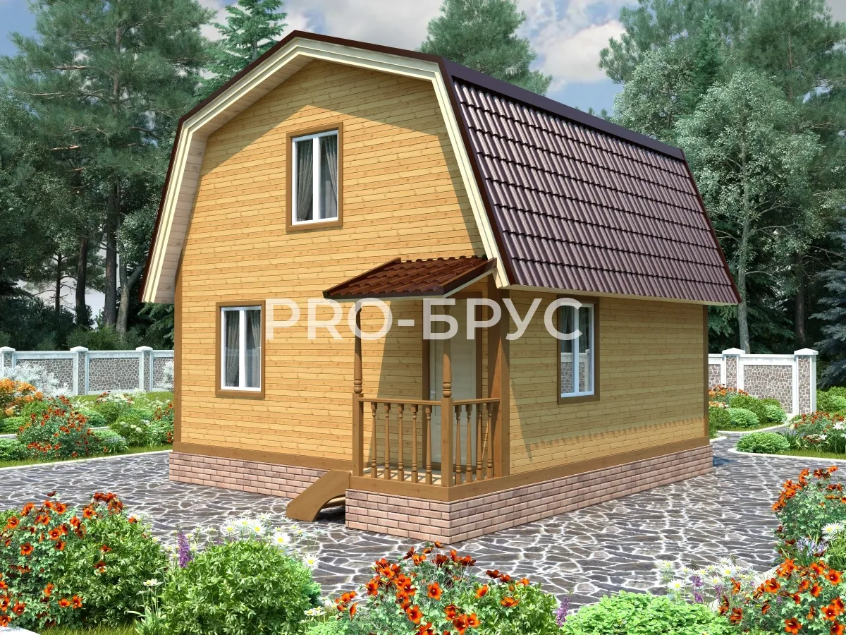 Проект дома из бруса - 6х6 - «Большое Сареево» - 64 м² - главный вид