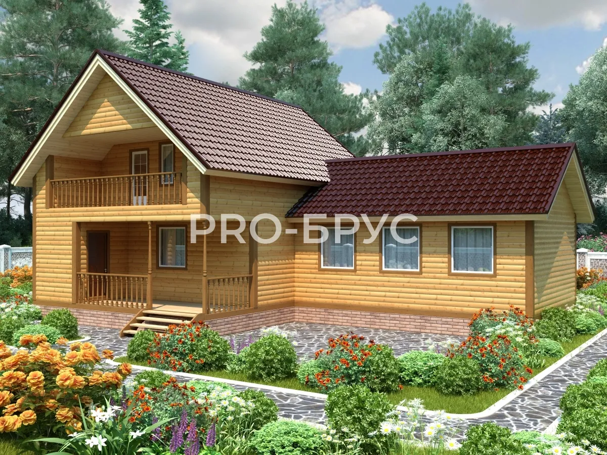 Проект дома из бруса - 9х14 - «Ильинское-Усово» - 145 м² - главный вид