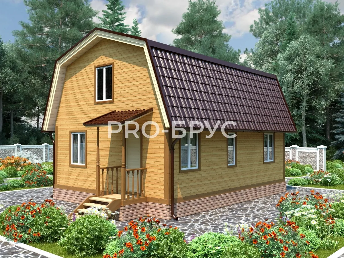 Проект дома из бруса - 6х9 - «Ольгино» - 83 м² - главный вид