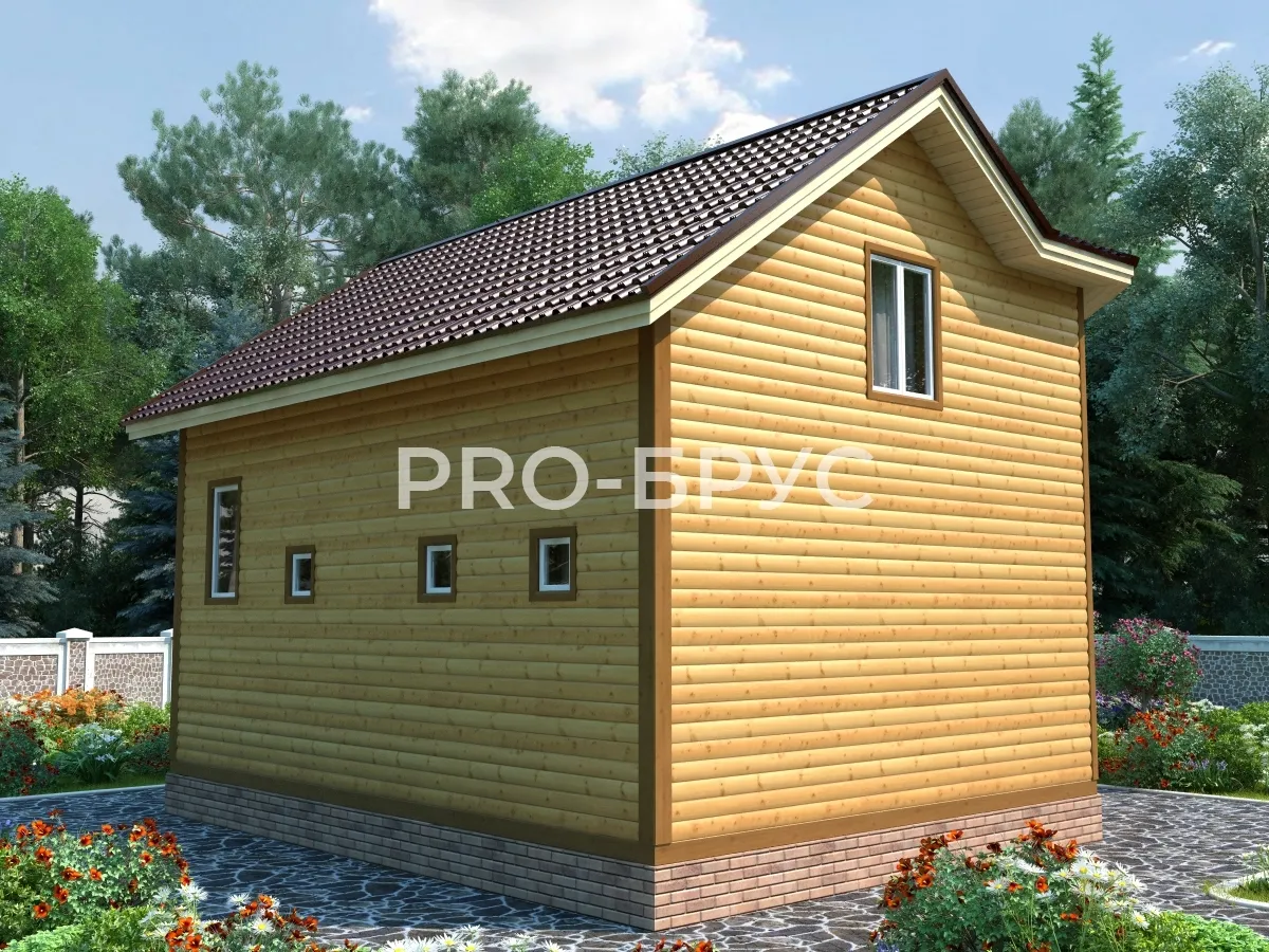 Проект дома из бруса - 8х8 - «Черкизово» - 106 м² - вид слева