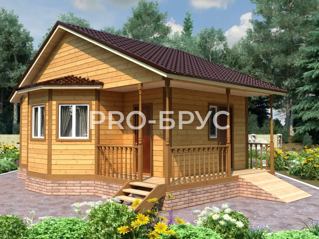 Проект бани из бруса - 6х9 - «Скоропусково» - 47 м² - главный вид