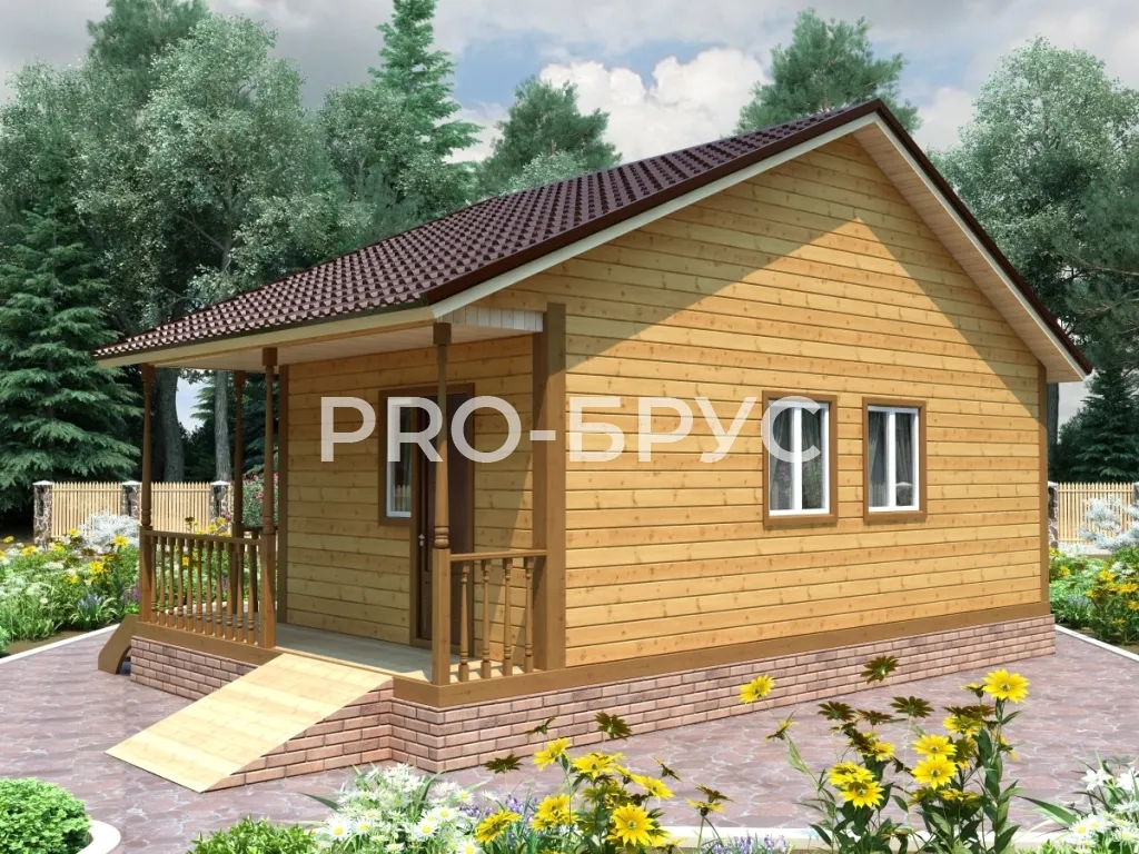 Проект бани из бруса - 6х9 - «Скоропусково» - 47 м² - вид сзади