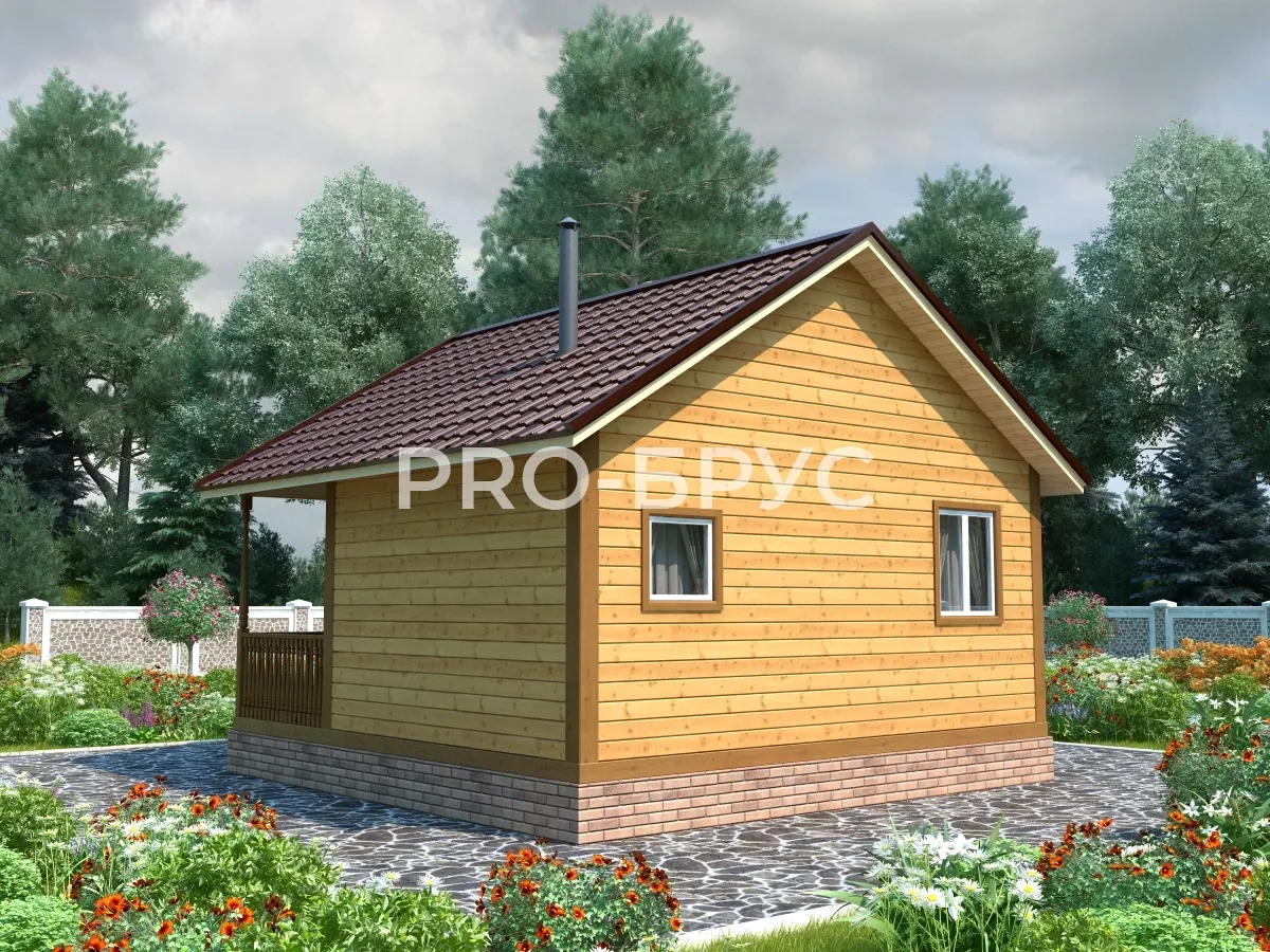 Проект бани из бруса - 6х6 - «Ерино» - 36 м² - вид слева