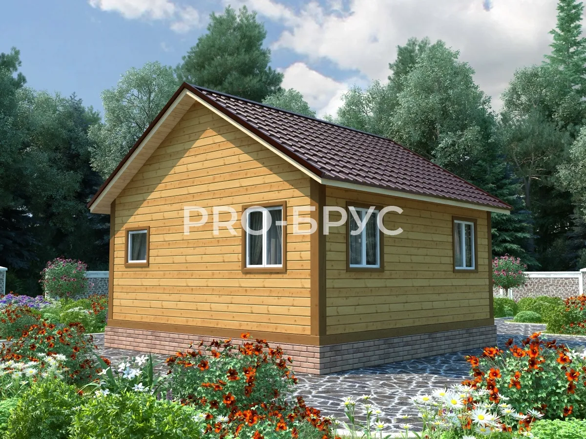 Проект бани из бруса - 6х6 - «Ерино» - 36 м² - вид сзади