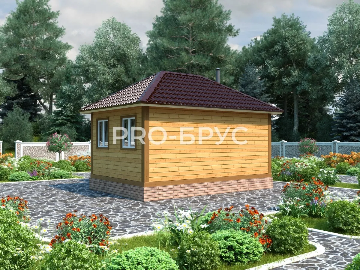 Проект бани из бруса - 5х6 - «Дрожжино» - 27 м² - вид сзади