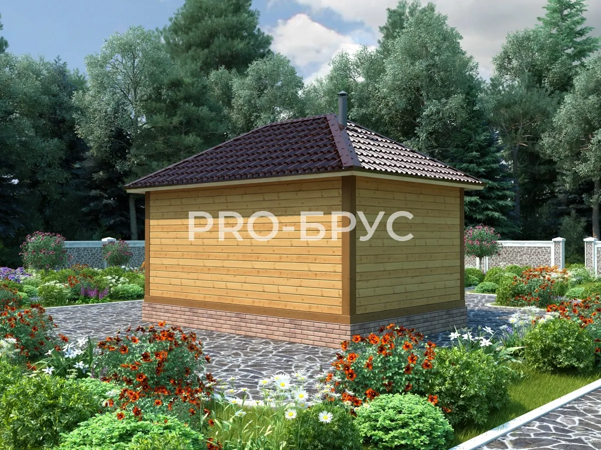 Проект бани из бруса - 5х6 - «Дрожжино» - 27 м² - вид слева