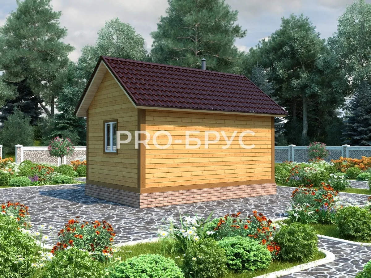 Проект бани из бруса - 5х6 - «Сапроново» - 27 м² - вид слева