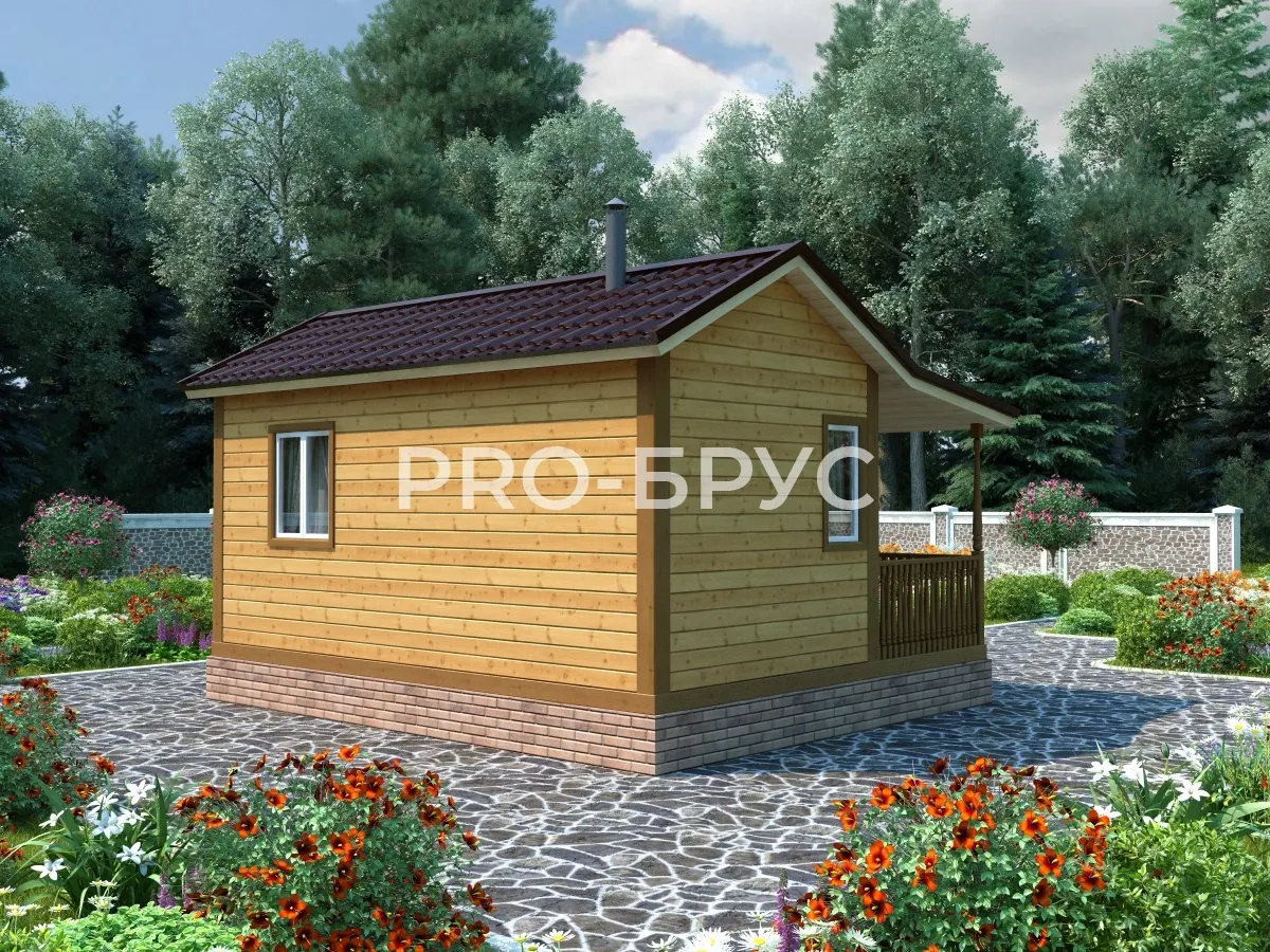 Проект бани из бруса - 5х6 - «Ганусово» - 30 м² - вид сзади