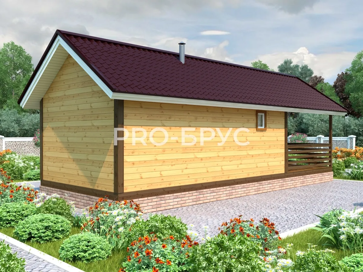 Проект бани из бруса - 4х11 - «Троицкое» - 47 м² - вид слева