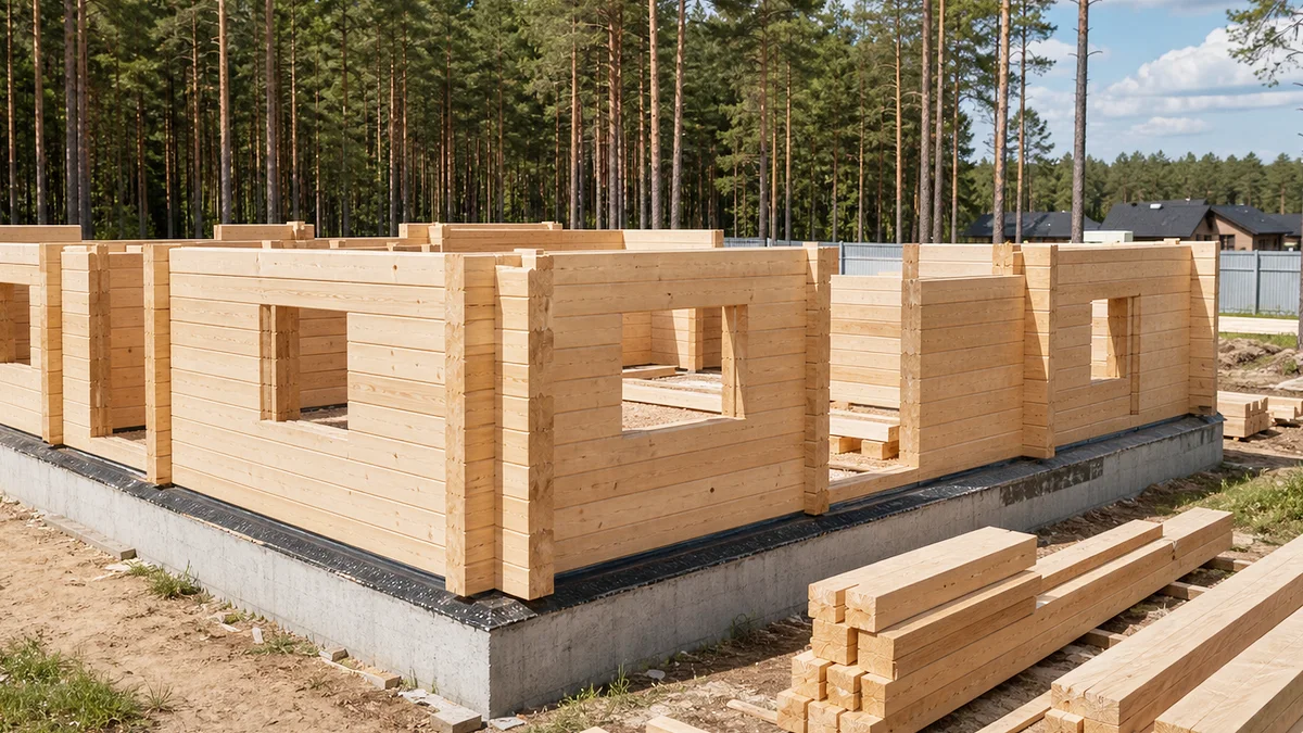 Сборка стенового комплекта из бруса