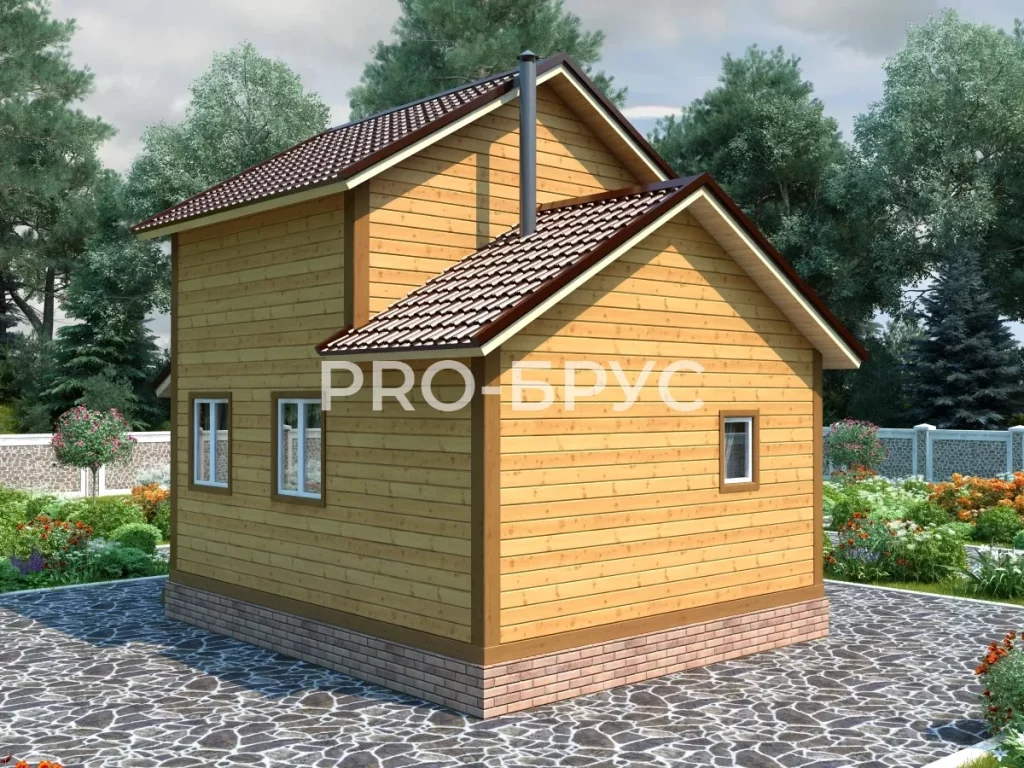 Проект дома из бруса 5 на 6 с мансардой БД-100 вид справа