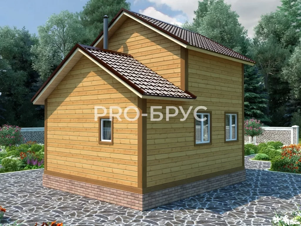 Проект дома из бруса 5 на 6 с мансардой БД-100 вид слева