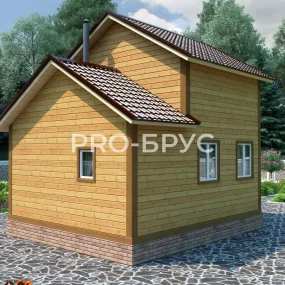 Проект дома из бруса 5 на 6 с мансардой БД-100 вид слева