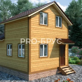 Проект дома из бруса 5 на 6 с мансардой БД-100 вид спереди