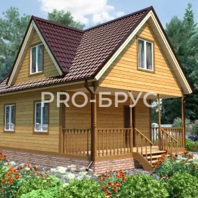 Проект дома из бруса 6 на 8 с мансардой БД-101 вид спереди