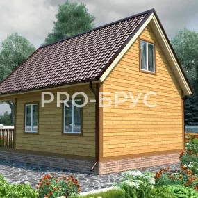 Проект дома из бруса 6 на 8 с мансардой БД-101 вид справа