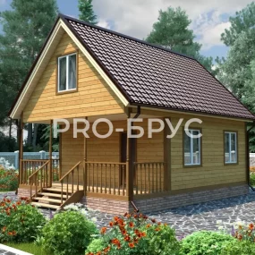 Проект дома из бруса 6 на 8 с мансардой БД-101 главный вид