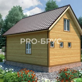 Проект дома из бруса 7 на 8 с мансардой БД-102 вид справа