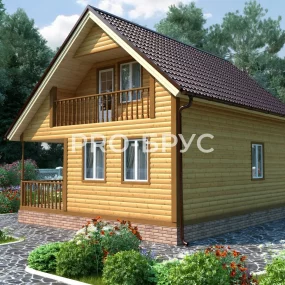 Проект дома из бруса 7 на 8 с мансардой БД-102 вид спереди